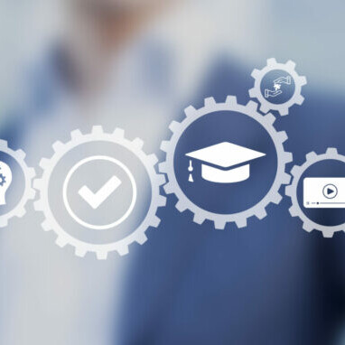 Online education training and e-learning webinar on internet for personal development and professional qualifications. Digital courses to develop new skills.