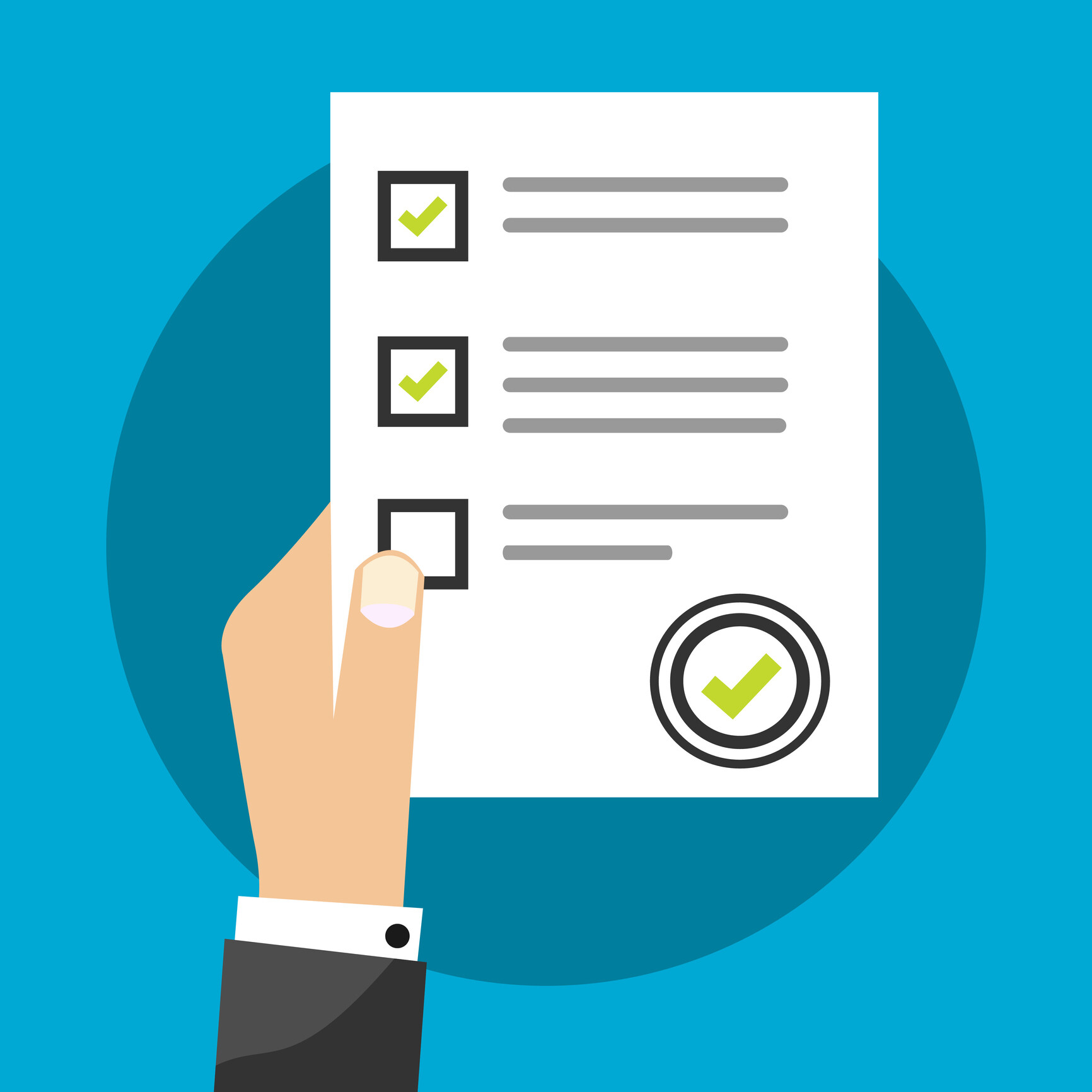 School Exam Test Results Vector Illustration Student in Suit
